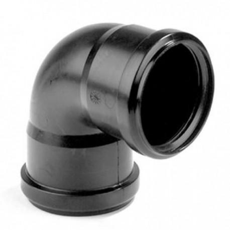 PVC fekete 110mm 90° könyök (Tokozott gumigyűrűs)