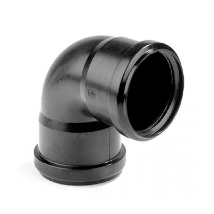 PVC fekete 110mm 90° könyök (Tokozott gumigyűrűs)