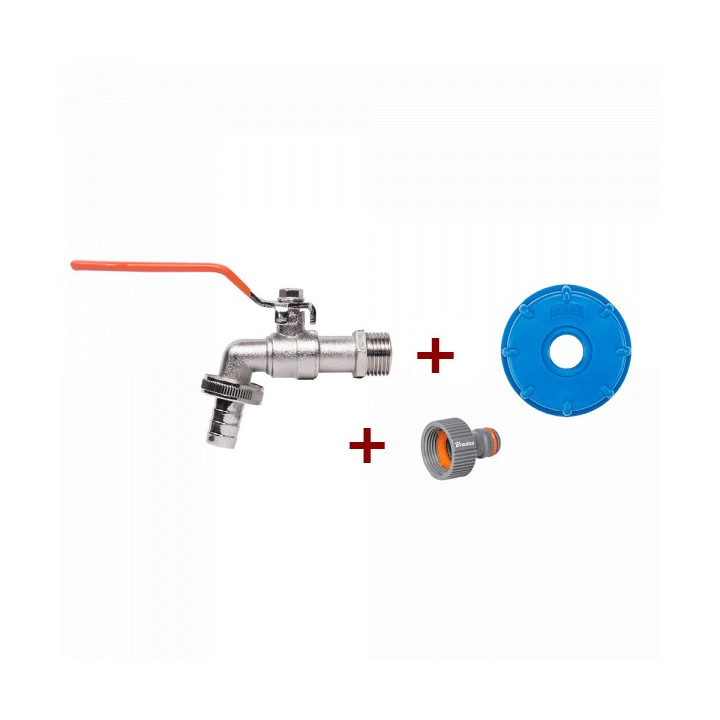 IBC Csatlakozó készlet Fém csappal 1/2R 3/4" tömlőhöz