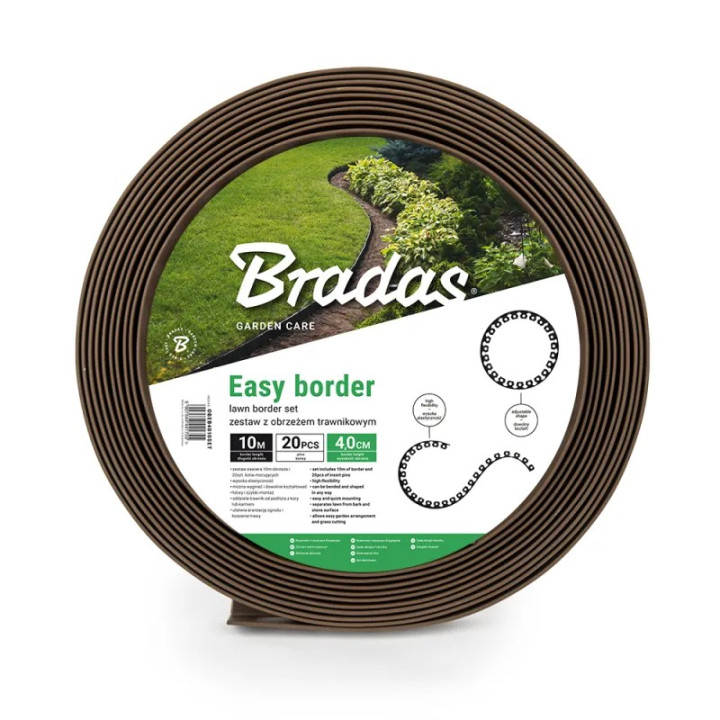 Kerti szegély szett easy border 10m x 5cm barna