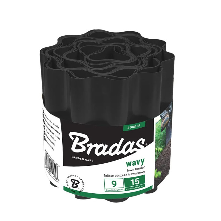 Bradas univerzális ágyásszegély fekete 9m x 20cm