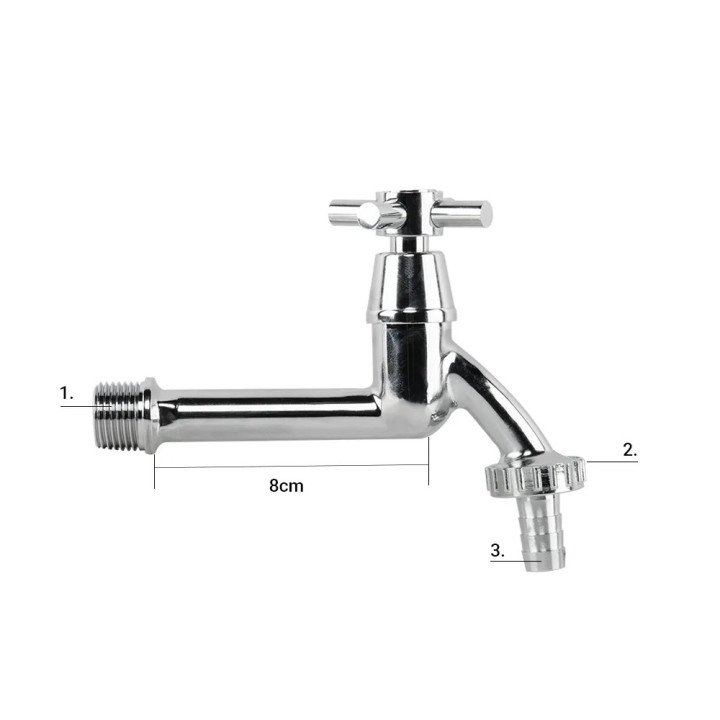 Kerti csap Hosszított nikkelezett 1/2" 13mm tömlőcsatlakozással