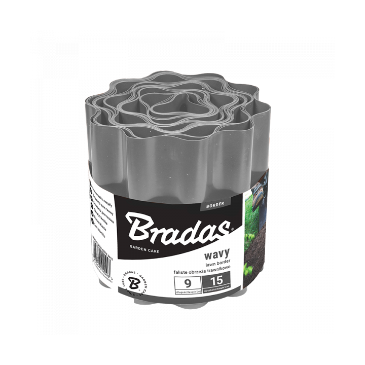 Bradas univerzális ágyásszegély szürke 9m x 25cm