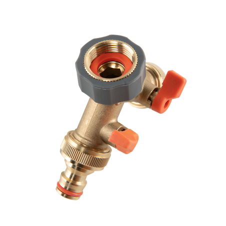 Réz Y elosztó 2db csappal x3/4R  3/4" BM csúszásmentes bevonattal (BR-S2222)