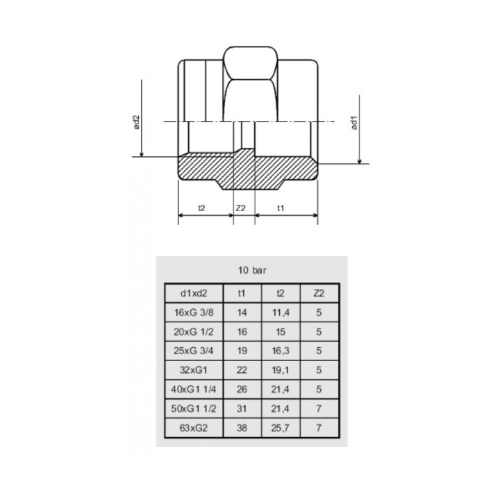 PVC belső menetes toldás 32 mm x 1" BM
